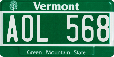 VT license plate AOL568