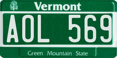VT license plate AOL569