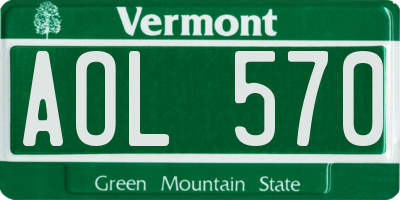 VT license plate AOL570