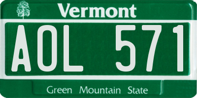 VT license plate AOL571