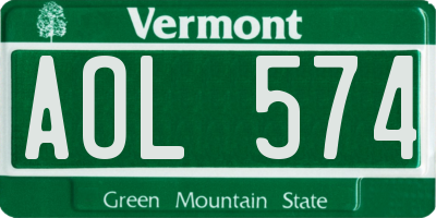 VT license plate AOL574
