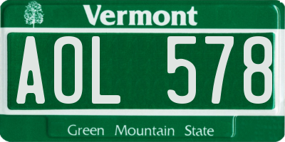 VT license plate AOL578