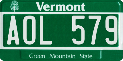 VT license plate AOL579