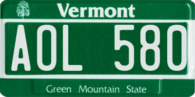VT license plate AOL580