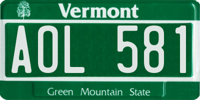 VT license plate AOL581
