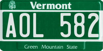 VT license plate AOL582