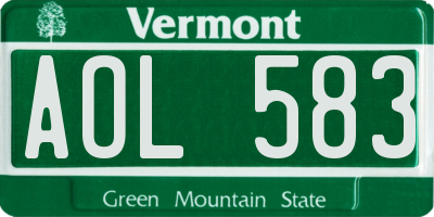VT license plate AOL583