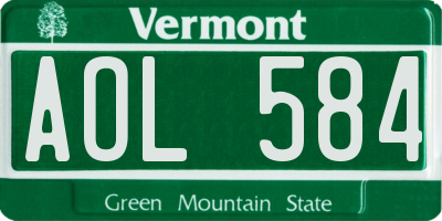 VT license plate AOL584