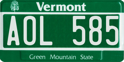 VT license plate AOL585