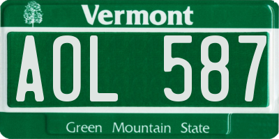 VT license plate AOL587