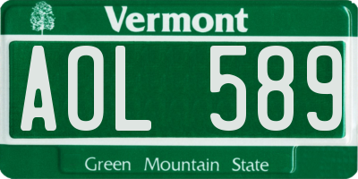 VT license plate AOL589