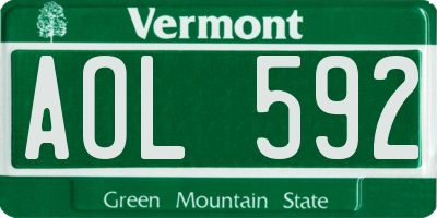 VT license plate AOL592
