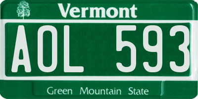 VT license plate AOL593