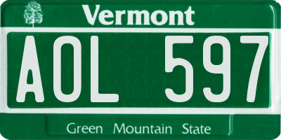 VT license plate AOL597