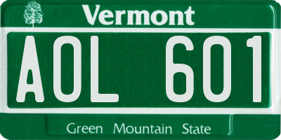 VT license plate AOL601