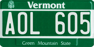VT license plate AOL605