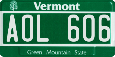 VT license plate AOL606
