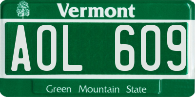 VT license plate AOL609