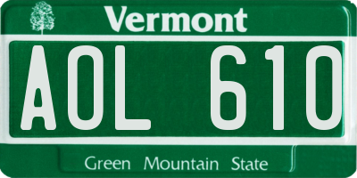 VT license plate AOL610