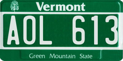 VT license plate AOL613