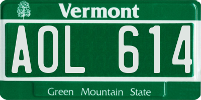 VT license plate AOL614