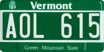 VT license plate AOL615