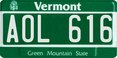 VT license plate AOL616