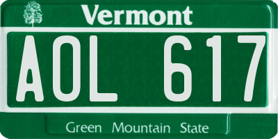 VT license plate AOL617