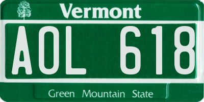 VT license plate AOL618