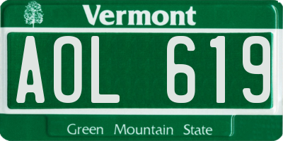 VT license plate AOL619