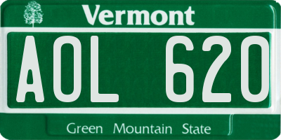 VT license plate AOL620
