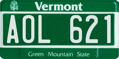 VT license plate AOL621