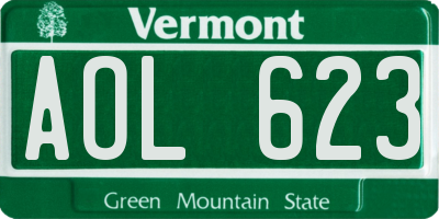 VT license plate AOL623