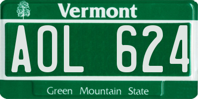 VT license plate AOL624