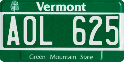 VT license plate AOL625