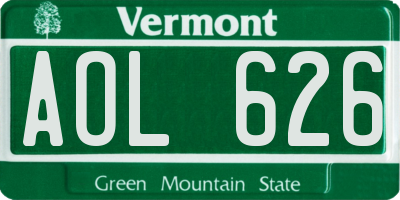 VT license plate AOL626