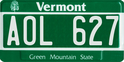 VT license plate AOL627