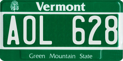 VT license plate AOL628