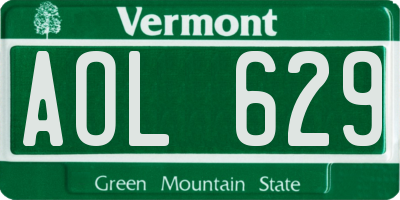 VT license plate AOL629