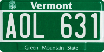 VT license plate AOL631