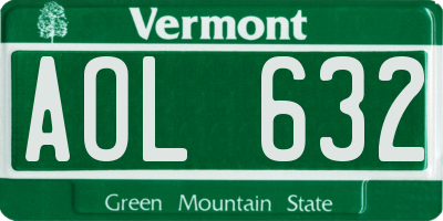 VT license plate AOL632