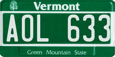 VT license plate AOL633