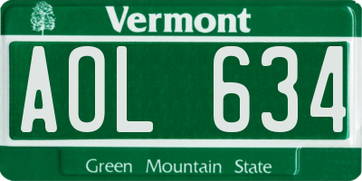 VT license plate AOL634
