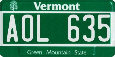 VT license plate AOL635