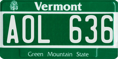 VT license plate AOL636
