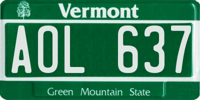 VT license plate AOL637