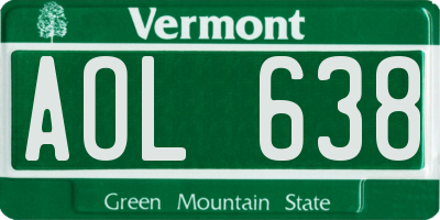 VT license plate AOL638