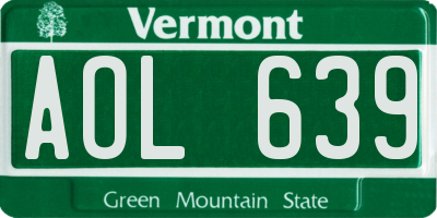 VT license plate AOL639