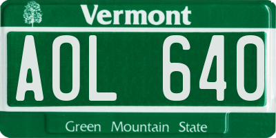VT license plate AOL640