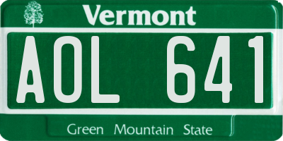 VT license plate AOL641